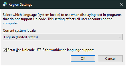 System Locale Dialog